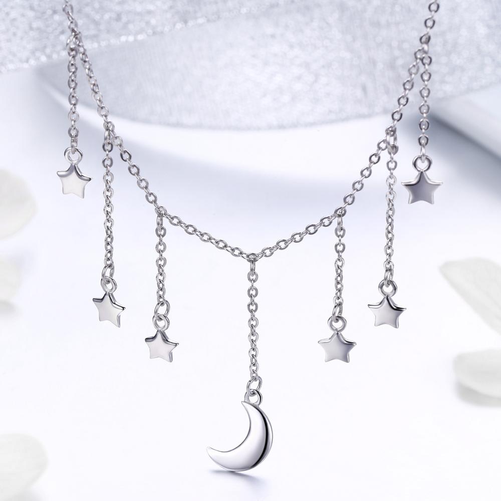 Sterling Silver Moon & Stars Adjustable Hypoallergenic Necklace