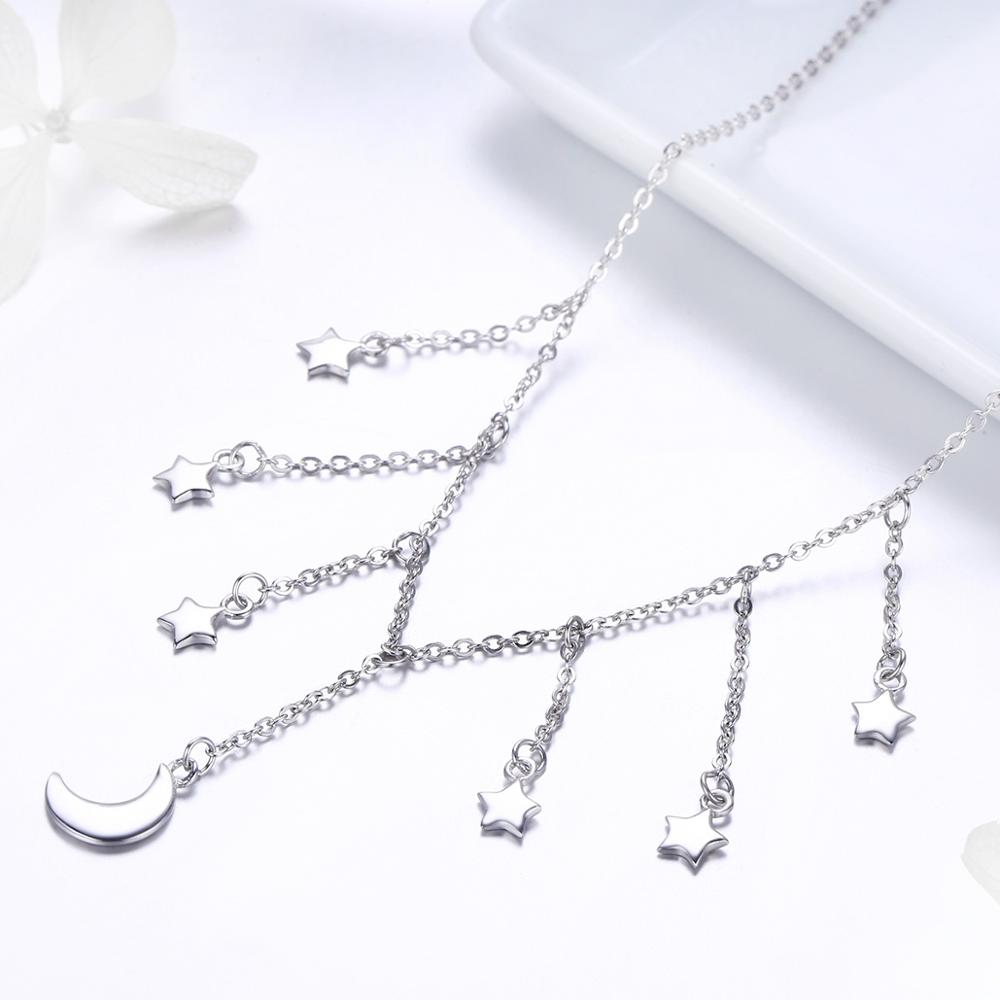 Sterling Silver Moon & Stars Adjustable Hypoallergenic Necklace
