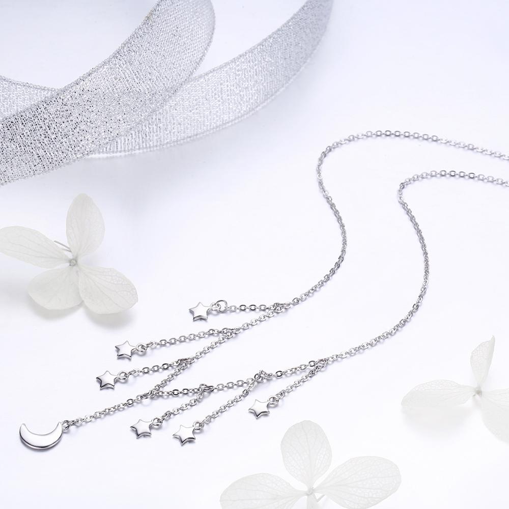 Sterling Silver Moon & Stars Adjustable Hypoallergenic Necklace