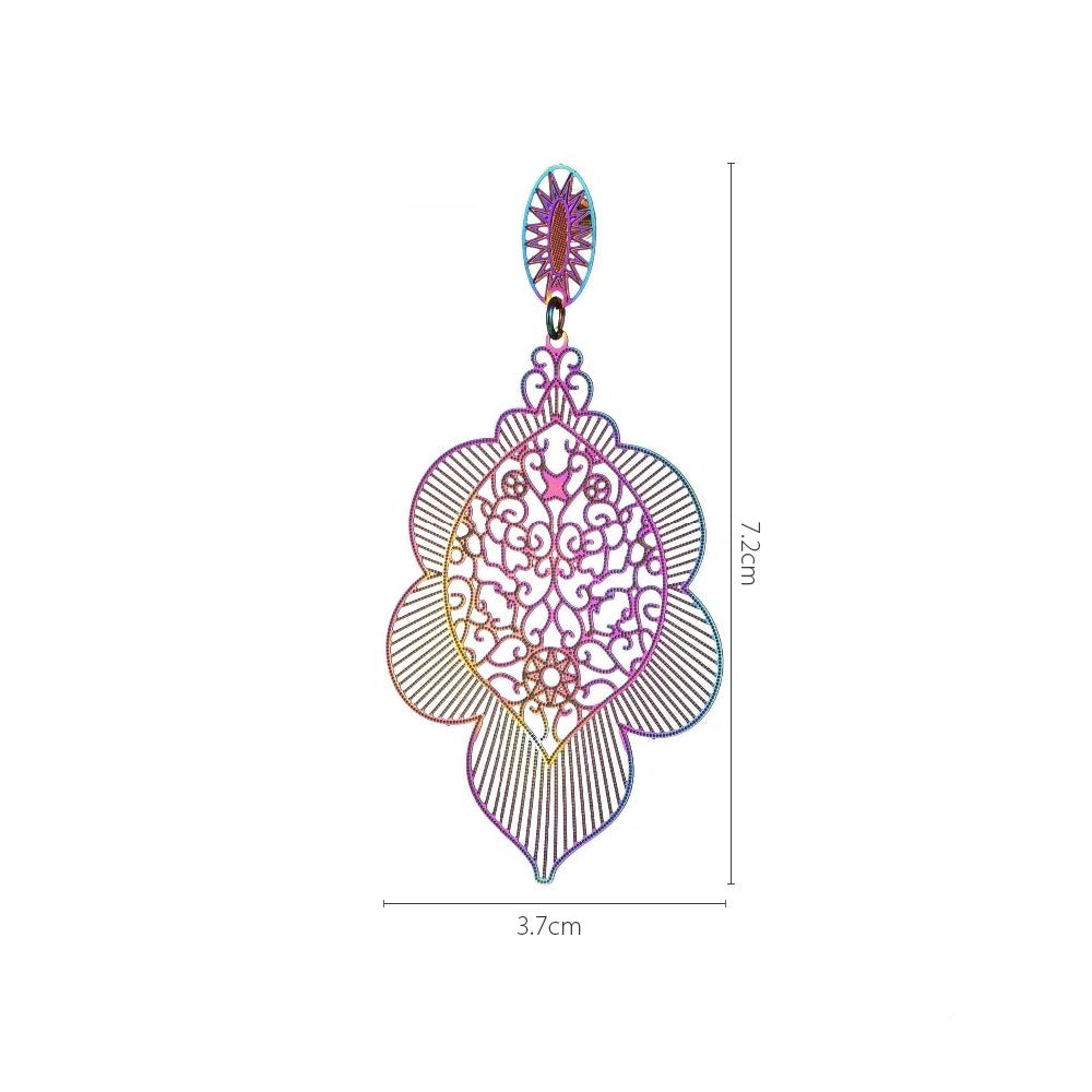 Stainless Steel Holographic Classic Dangle Long Stud Earrings