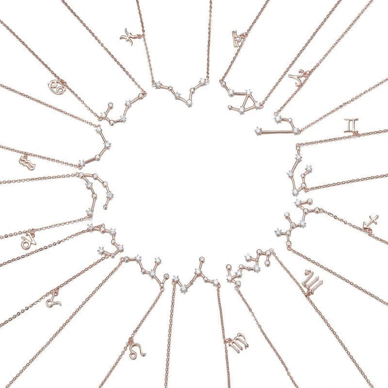 Sterling Silver 12 Signs Of The Zodiac Hypoallergenic Necklace