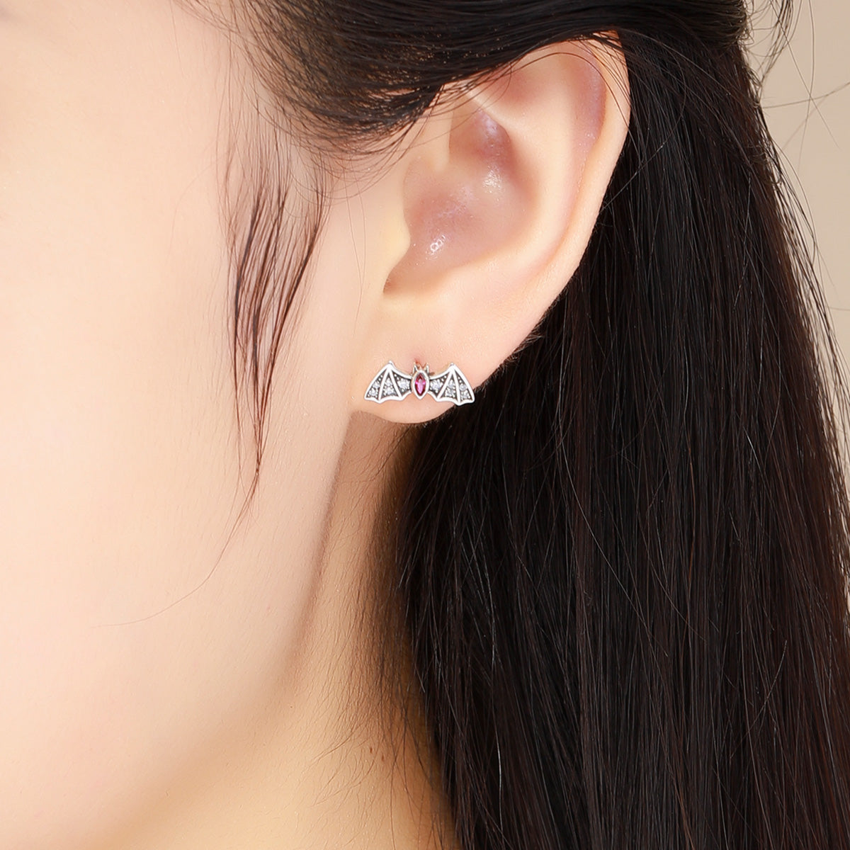 Sterling Silver Bat Stud Hypoallergenic Earrings
