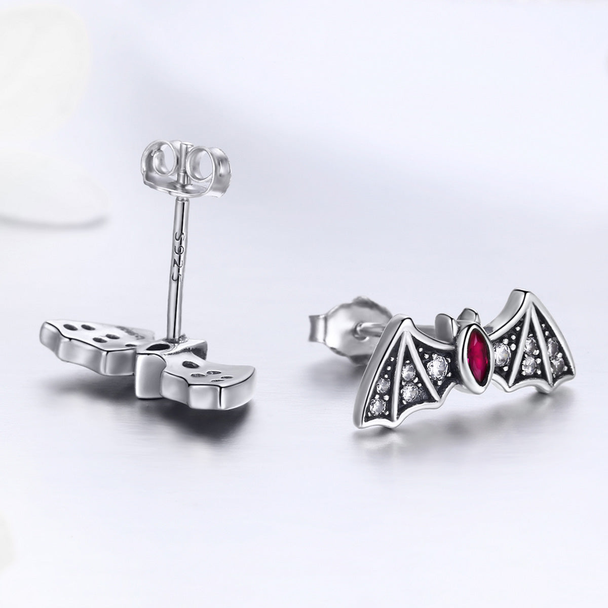 Sterling Silver Bat Stud Hypoallergenic Earrings