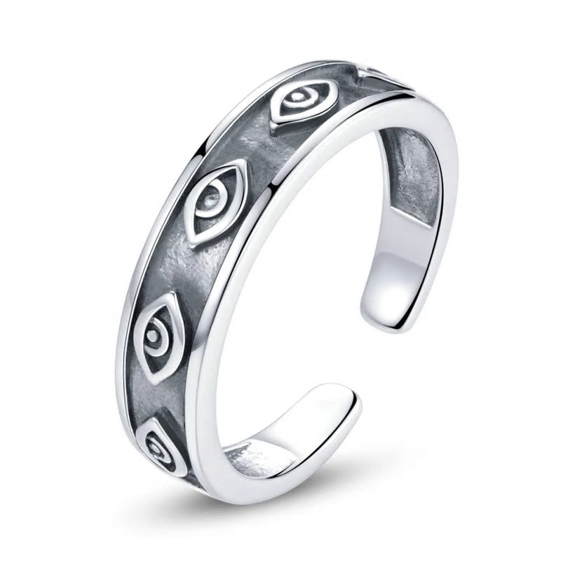 Sterling Silver Guardian Eye Adjustable Hypoallergenic Ring