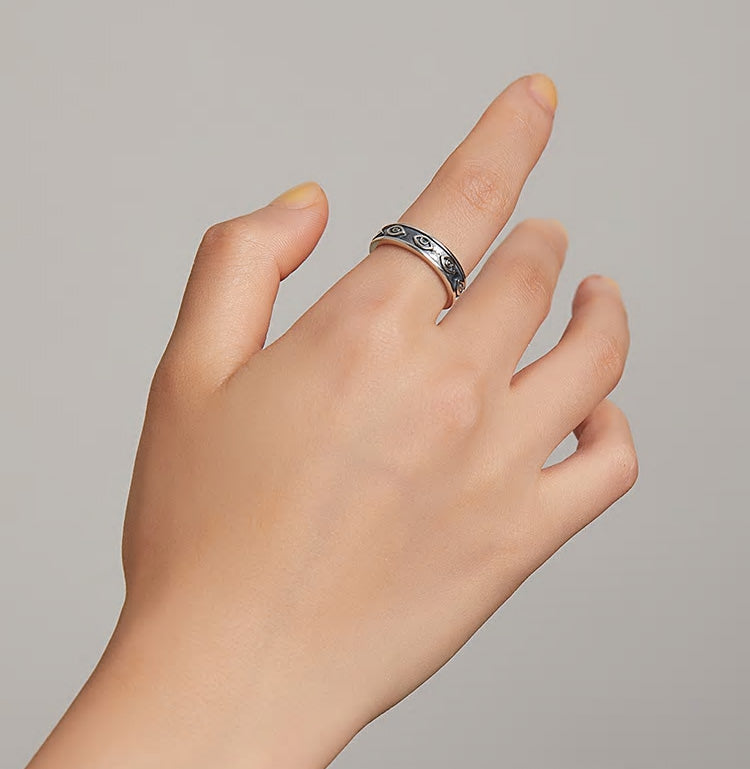 Sterling Silver Guardian Eye Adjustable Hypoallergenic Ring