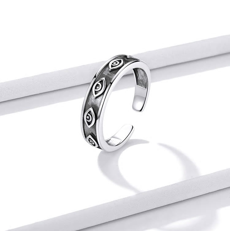 Sterling Silver Guardian Eye Adjustable Hypoallergenic Ring