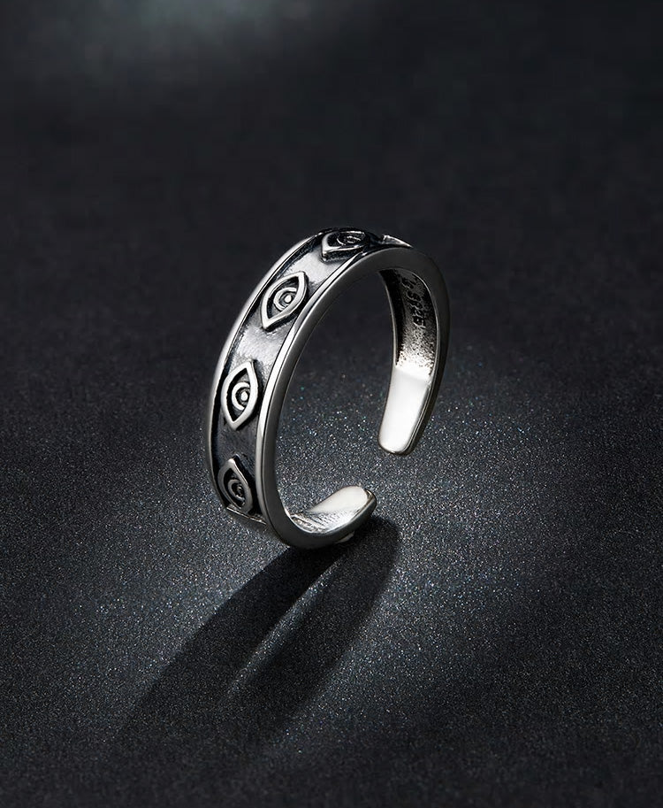 Sterling Silver Guardian Eye Adjustable Hypoallergenic Ring