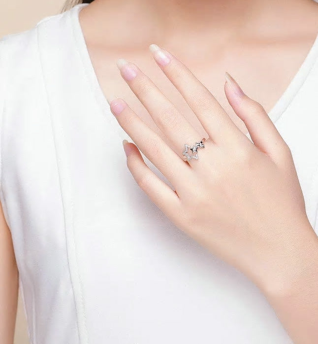 Sterling Silver Starry Adjustable Hypoallergenic Ring