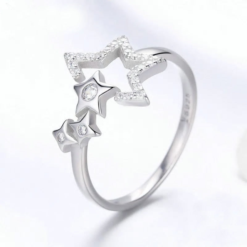 Sterling Silver Starry Adjustable Hypoallergenic Ring