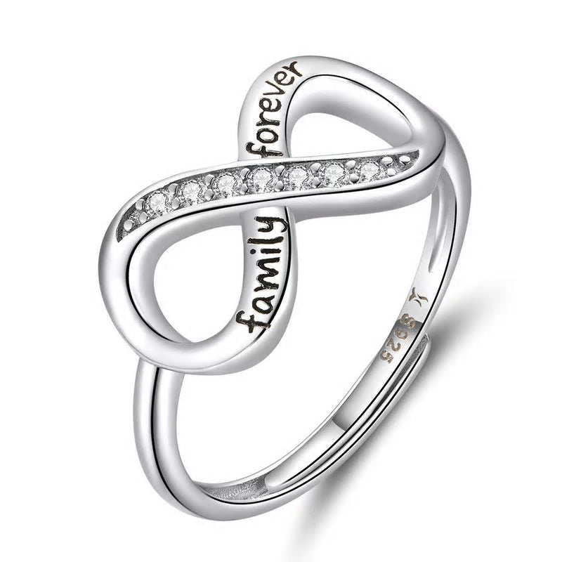 Sterling Silver 'Family Forever' Infinity Adjustable Hypoallergenic Ring