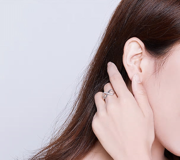 Sterling Silver 'Family Forever' Infinity Adjustable Hypoallergenic Ring