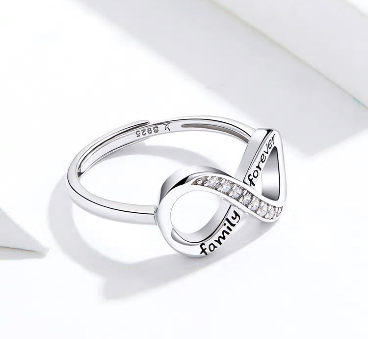 Sterling Silver 'Family Forever' Infinity Adjustable Hypoallergenic Ring