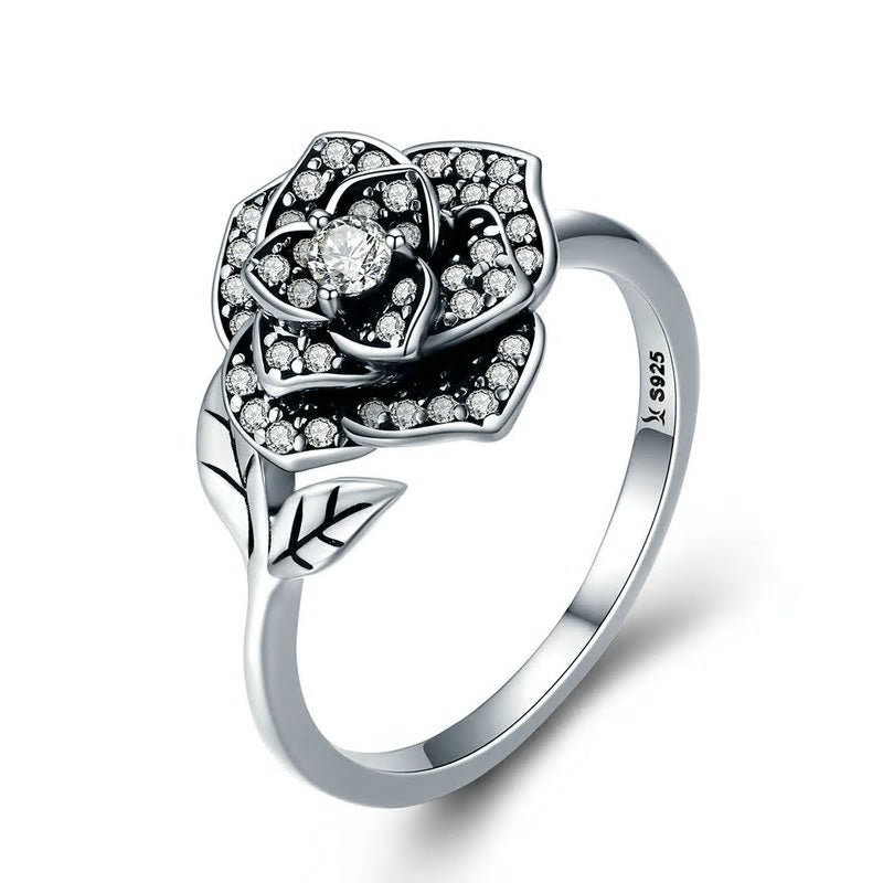 Sterling Silver Dazzling Rose Adjustable Hypoallergenic Ring