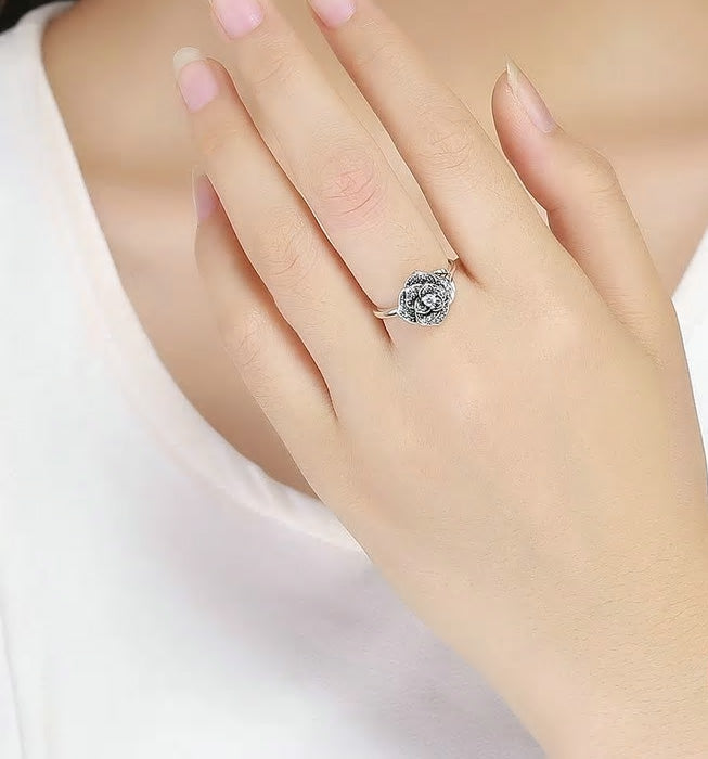 Sterling Silver Dazzling Rose Adjustable Hypoallergenic Ring