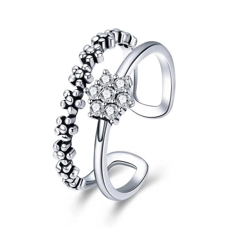 Sterling Silver Daisy Flower Adjustable Hypoallergenic Ring