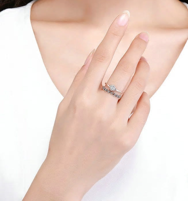 Sterling Silver Daisy Flower Adjustable Hypoallergenic Ring