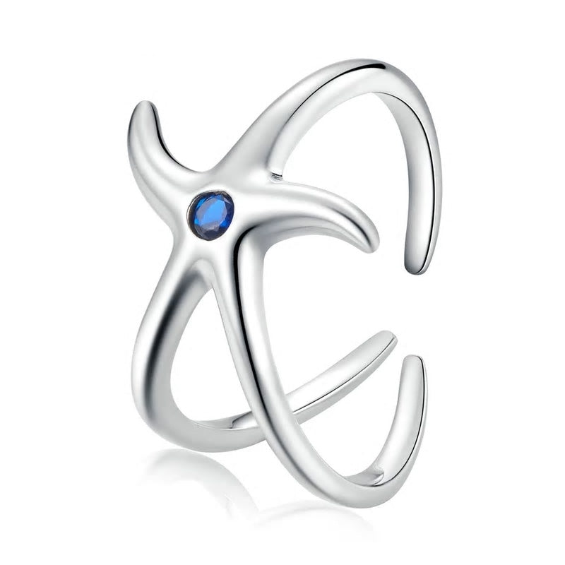 Sterling Silver Starfish Adjustable Hypoallergenic Ring