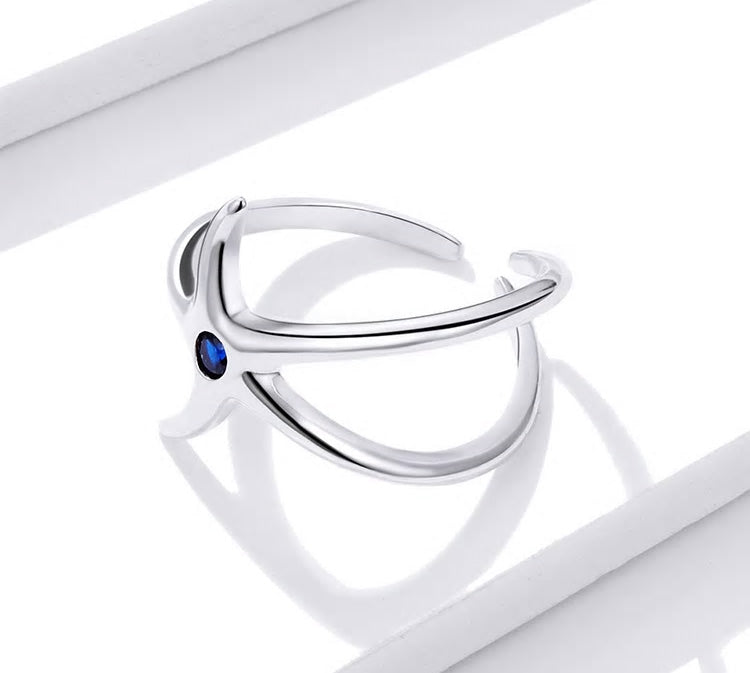 Sterling Silver Starfish Adjustable Hypoallergenic Ring
