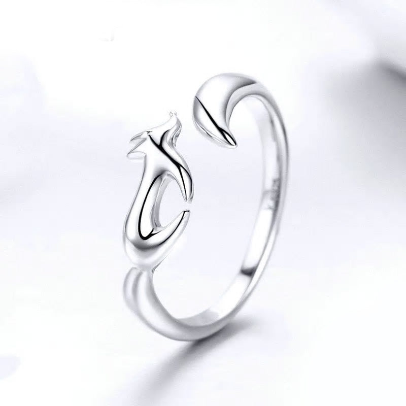 Sterling Silver Fox Adjustable Hypoallergenic Ring