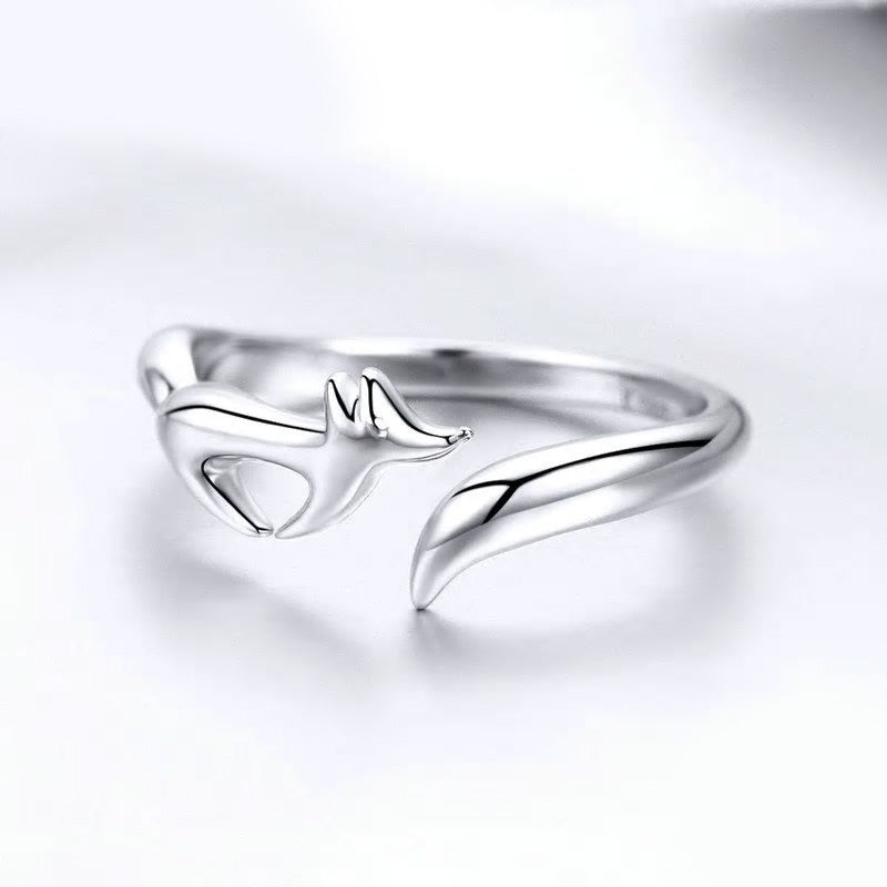 Sterling Silver Fox Adjustable Hypoallergenic Ring