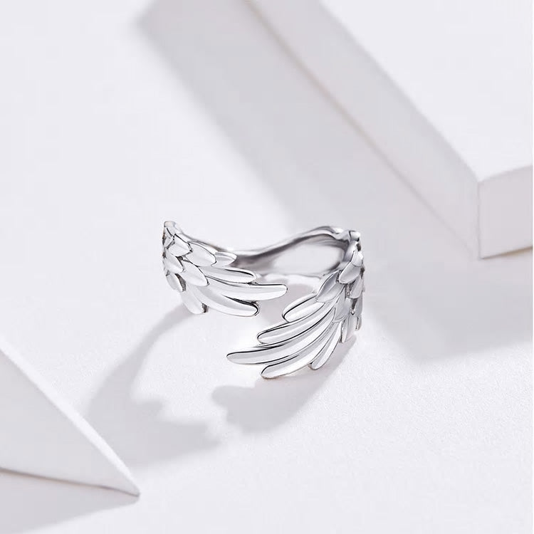 Sterling Silver Angel Wing Adjustable Hypoallergenic Ring
