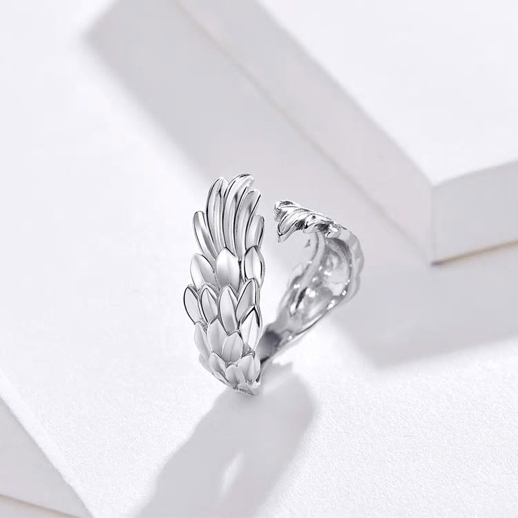 Sterling Silver Angel Wing Adjustable Hypoallergenic Ring