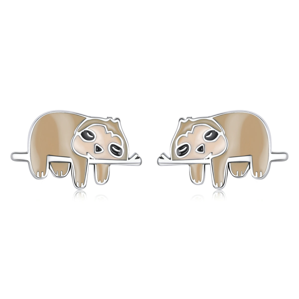 Sterling Silver Bored Sloth Stud Hypoallergenic Earrings