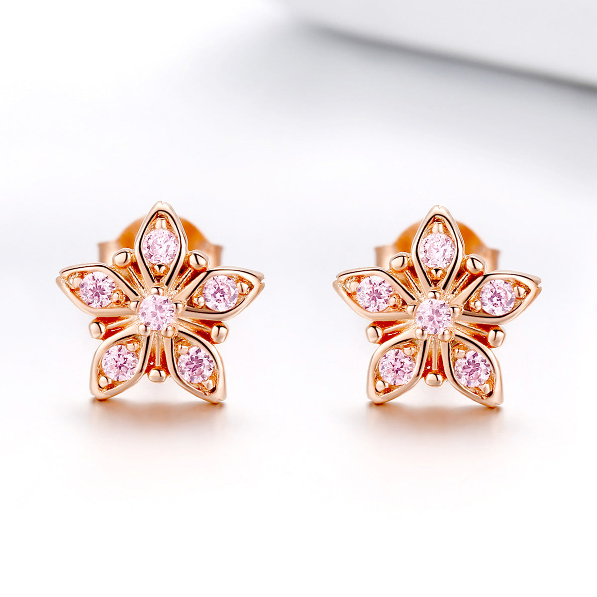Sterling Silver Sakura Flower Stud Hypoallergenic Earrings