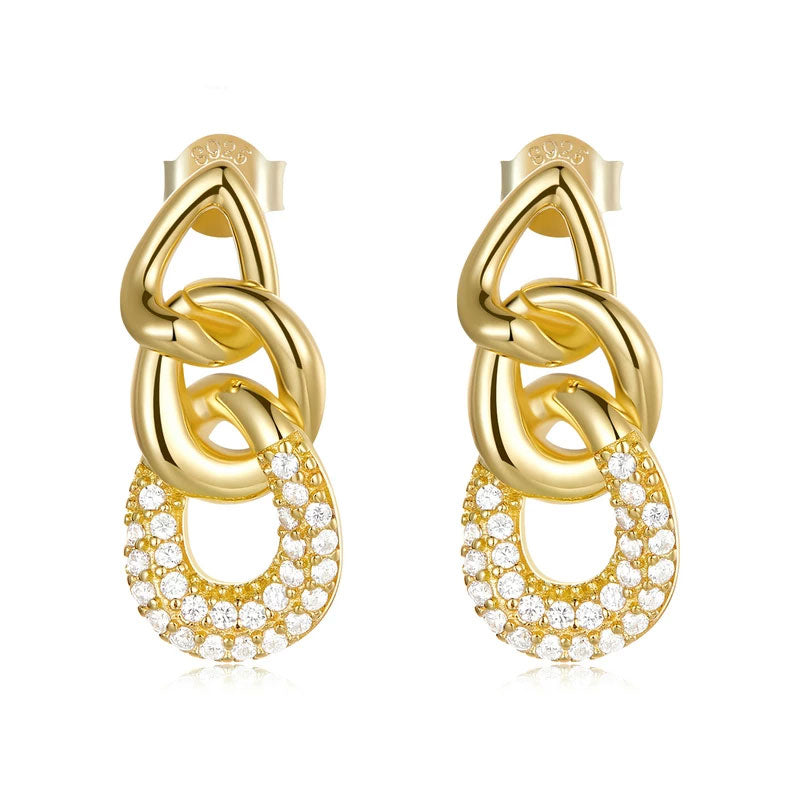 Sterling Silver Bright Chain Stud Hypoallergenic Earrings