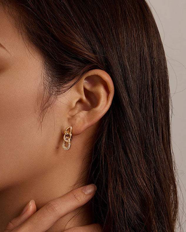 Sterling Silver Bright Chain Stud Hypoallergenic Earrings