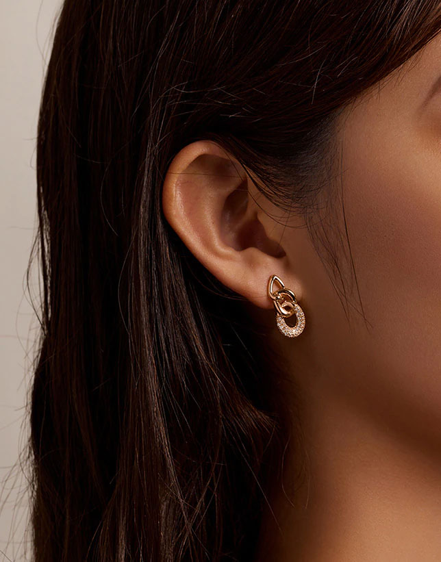 Sterling Silver Bright Chain Stud Hypoallergenic Earrings