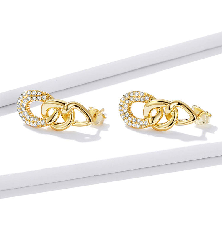 Sterling Silver Bright Chain Stud Hypoallergenic Earrings