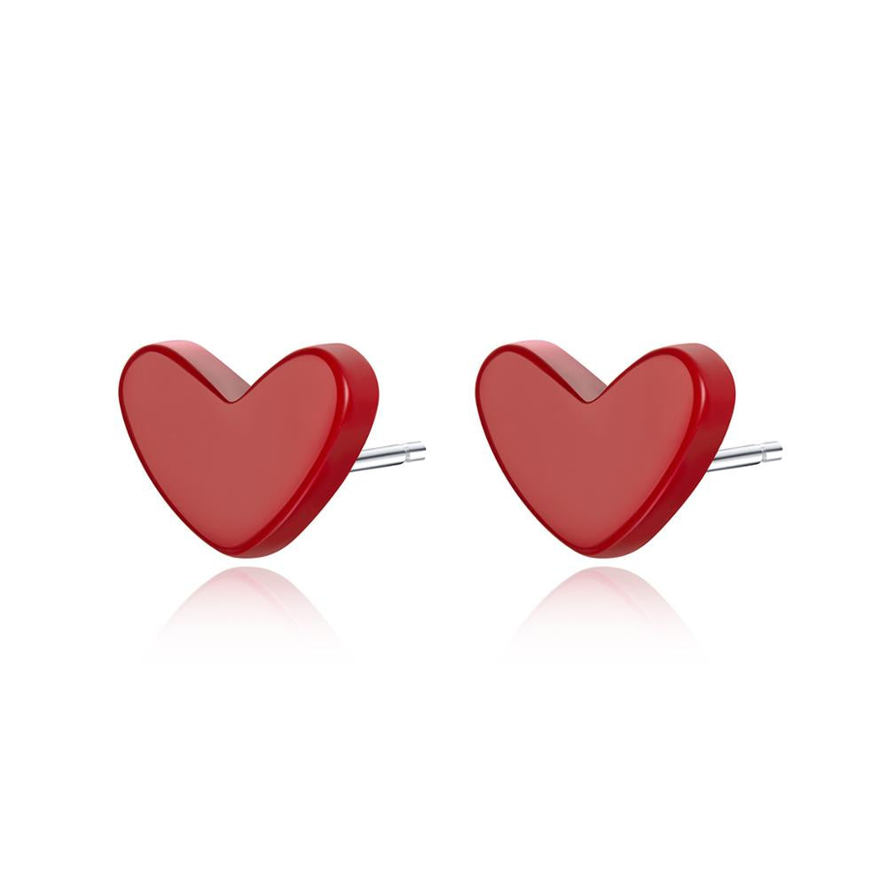 Sterling Silver Turquoise Simple Heart Stud Hypoallergenic Earrings