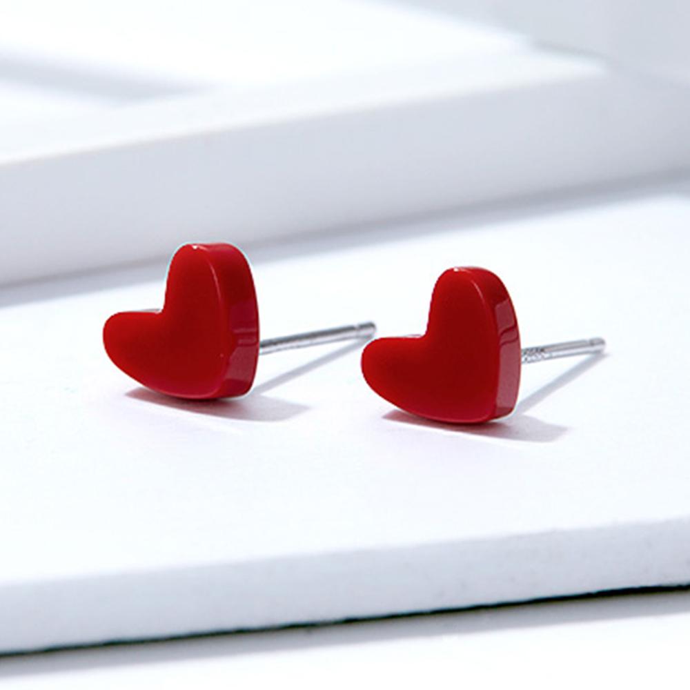 Sterling Silver Turquoise Simple Heart Stud Hypoallergenic Earrings