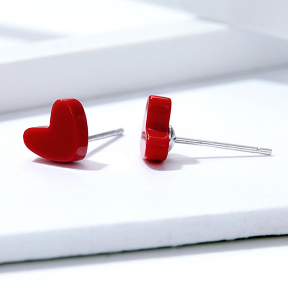 Sterling Silver Turquoise Simple Heart Stud Hypoallergenic Earrings