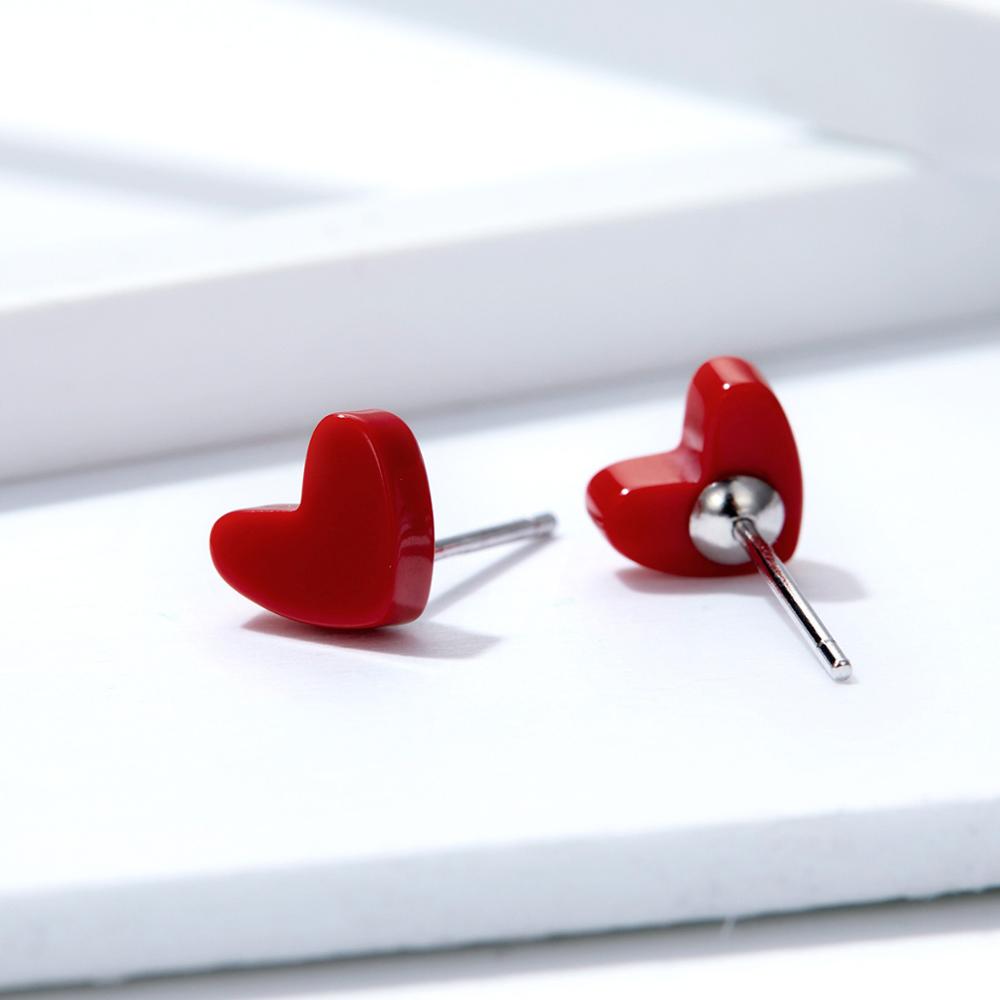 Sterling Silver Turquoise Simple Heart Stud Hypoallergenic Earrings