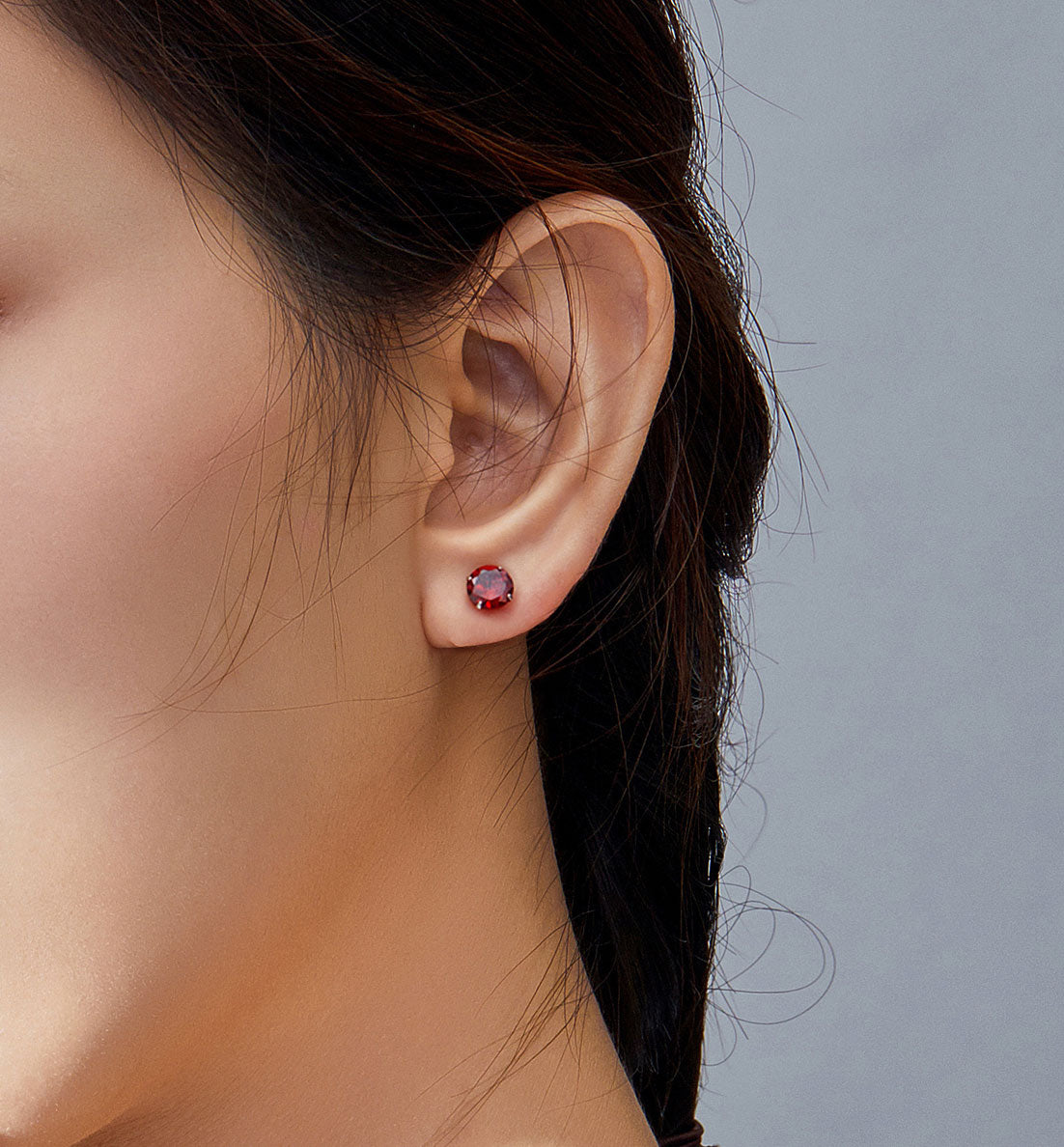 Sterling Silver Round Cubic Zirconia Stud Hypoallergenic Earrings