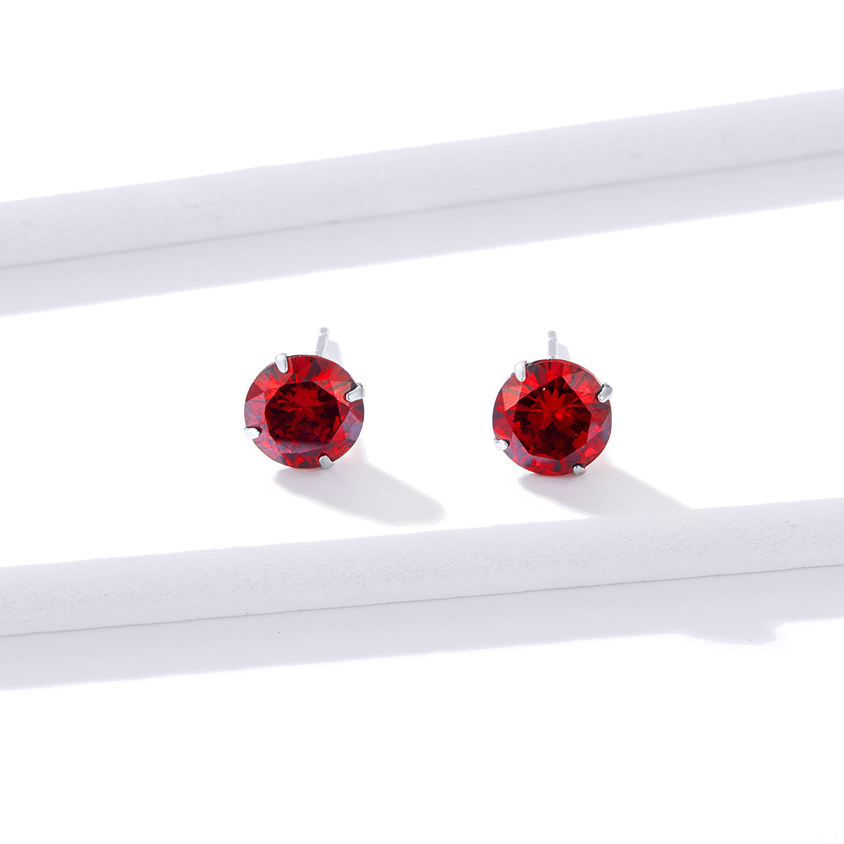 Sterling Silver Round Cubic Zirconia Stud Hypoallergenic Earrings
