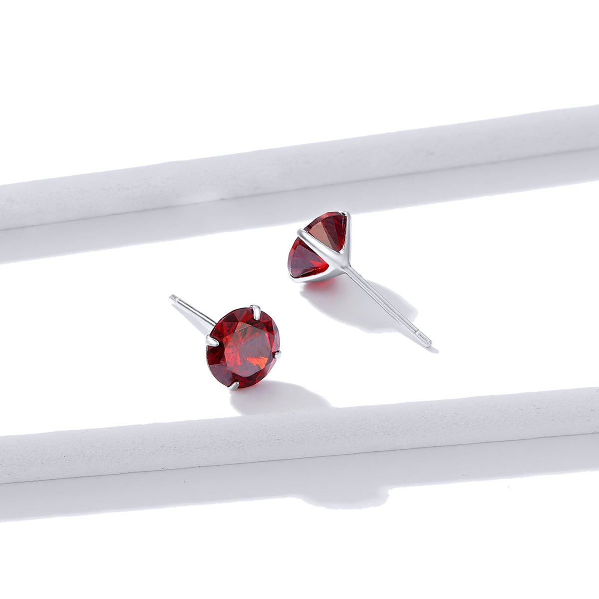 Sterling Silver Round Cubic Zirconia Stud Hypoallergenic Earrings