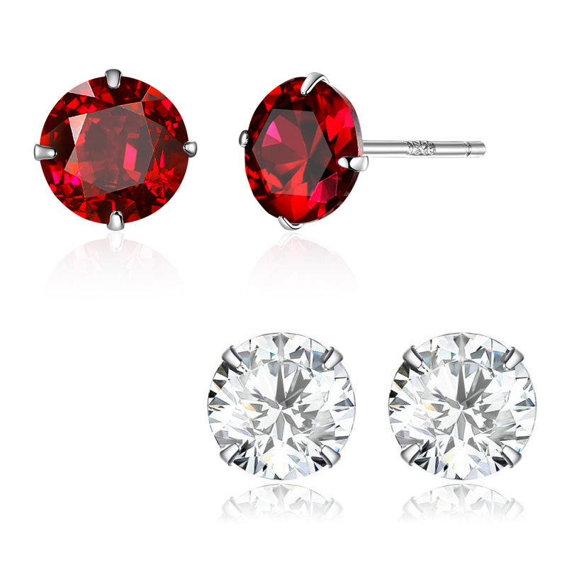 Sterling Silver Round Cubic Zirconia Stud Hypoallergenic Earrings