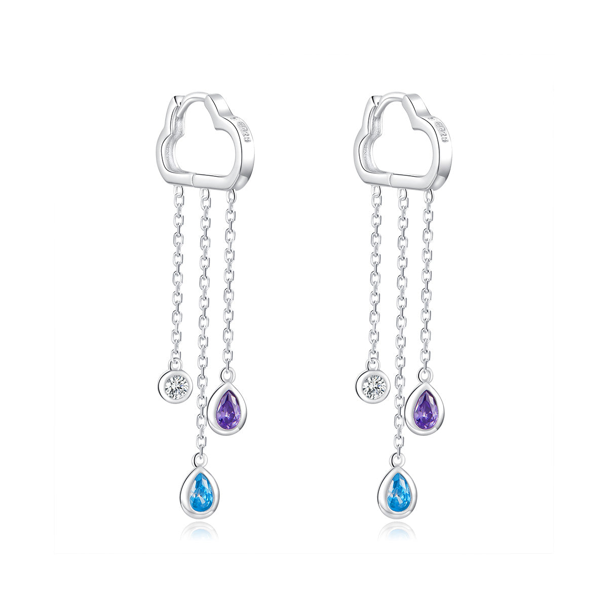 Sterling Silver Rainy Drop Huggie Hypoallergenic Earrings