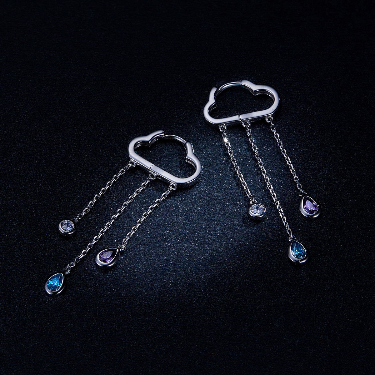 Sterling Silver Rainy Drop Huggie Hypoallergenic Earrings