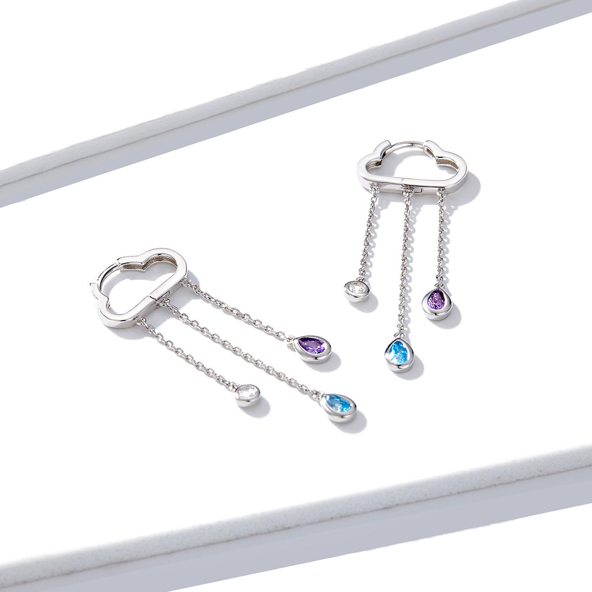 Sterling Silver Rainy Drop Huggie Hypoallergenic Earrings