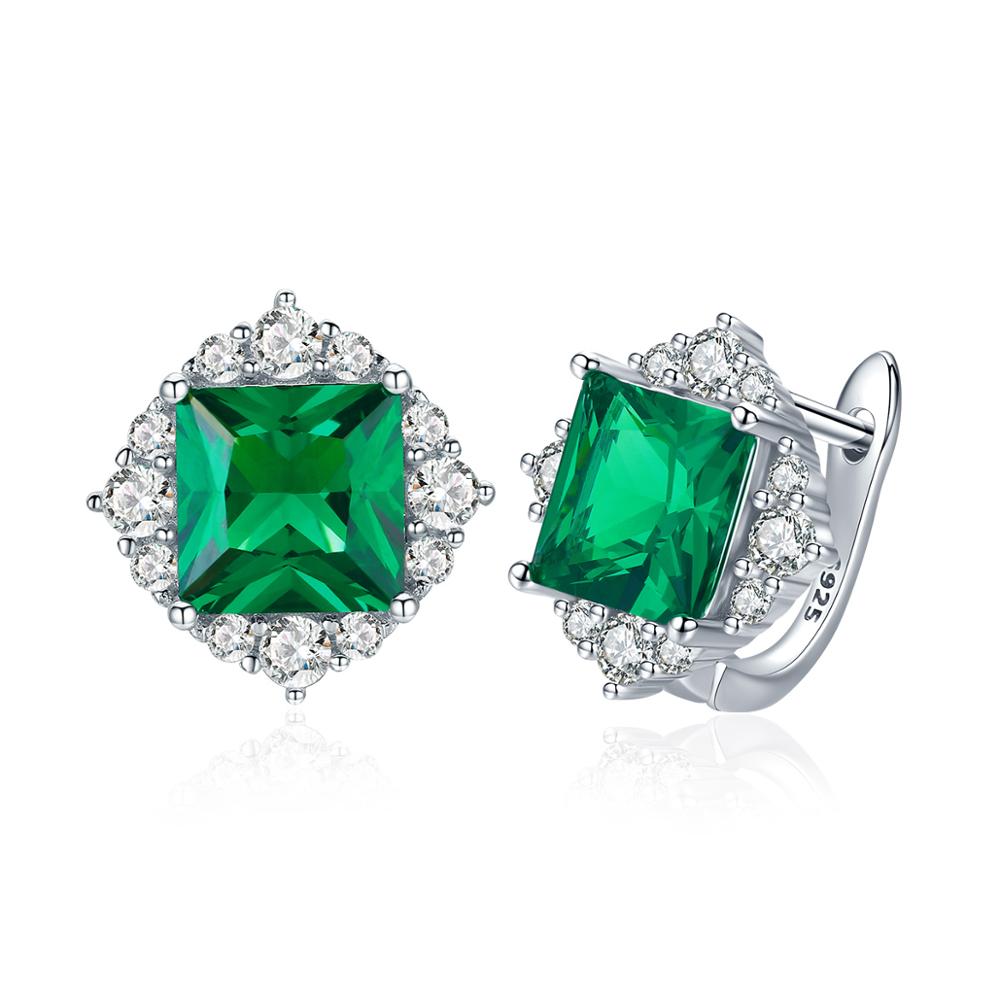 Sterling Silver Green CZ Square Leverback Hypoallergenic Earrings