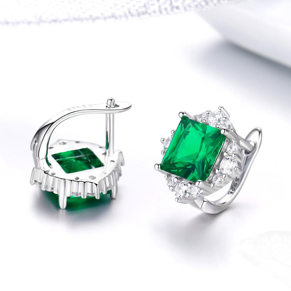 Sterling Silver Green CZ Square Leverback Hypoallergenic Earrings