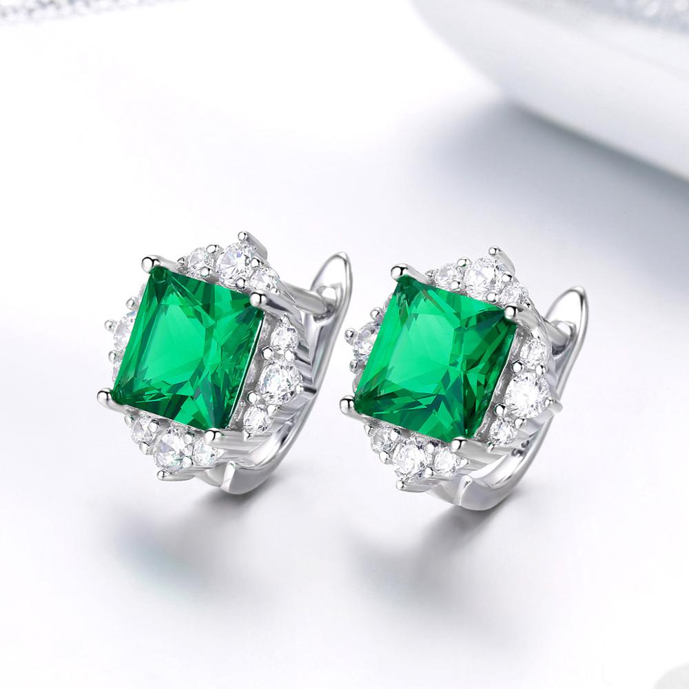 Sterling Silver Green CZ Square Leverback Hypoallergenic Earrings