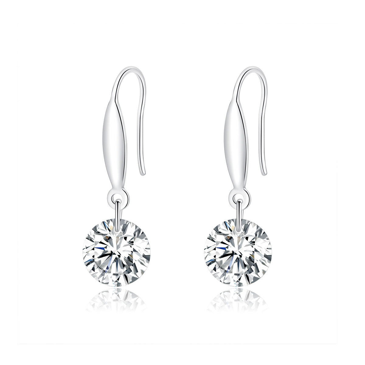 Sterling Silver Clear Cubic Zirconia Hook Hypoallergenic Earrings