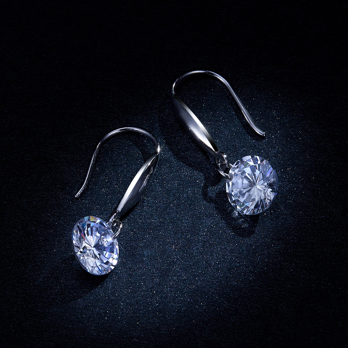 Sterling Silver Clear Cubic Zirconia Hook Hypoallergenic Earrings