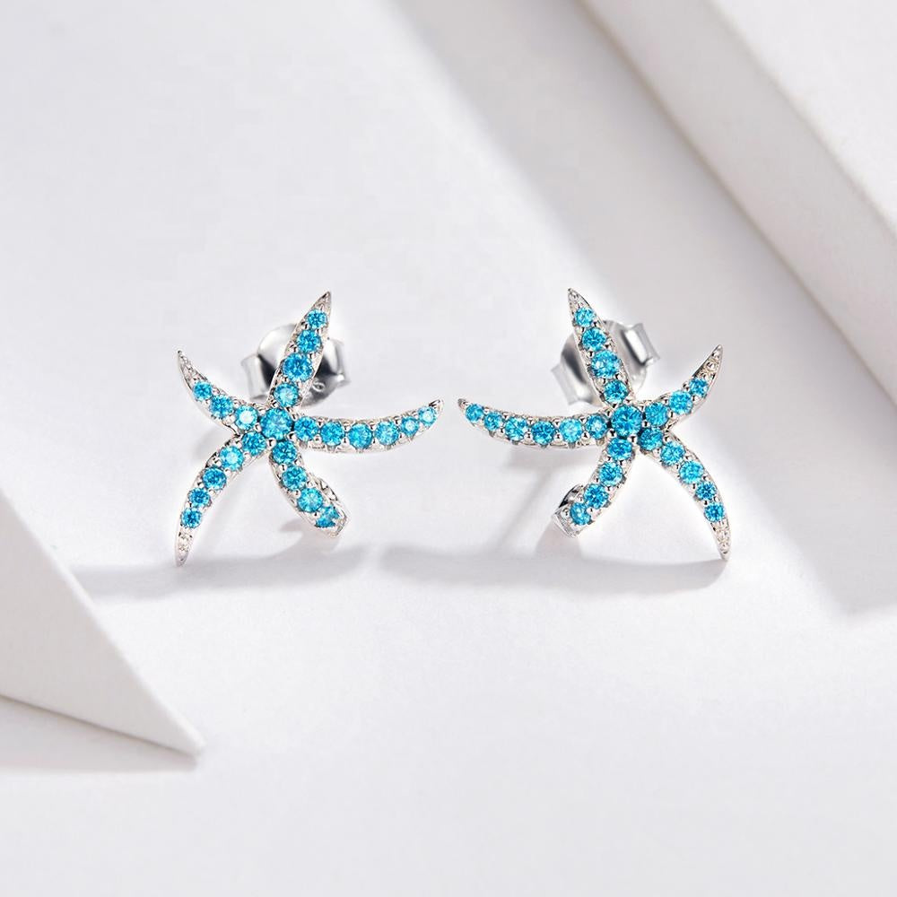 Sterling Silver Starfish Stud Hypoallergenic Earrings