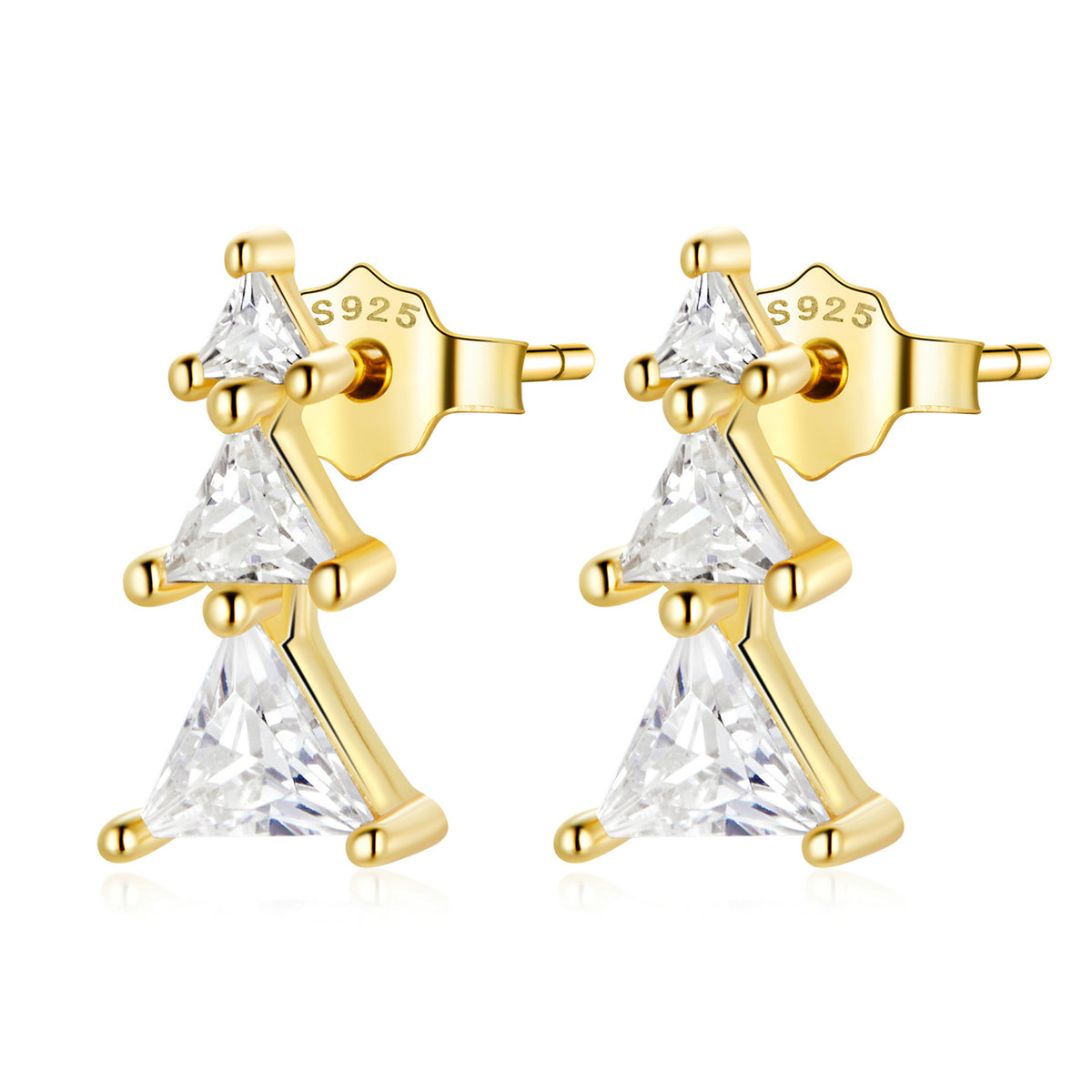 Sterling Silver Christmas Tree Stud Hypoallergenic Earrings